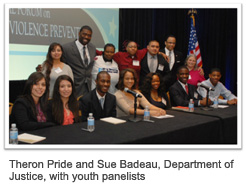 Theron Pride and Sue Badeau, Department of Justice, with youth panelists