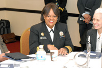 The Honorable Vice Admiral Regina M. Benjamin, MD, MBA, U.S. Surgeon General, U.S. Public Health Service, U.S. Department of Health and Human Services with Barbara Ferrer, Executive Director, Boston Public Health Commission.